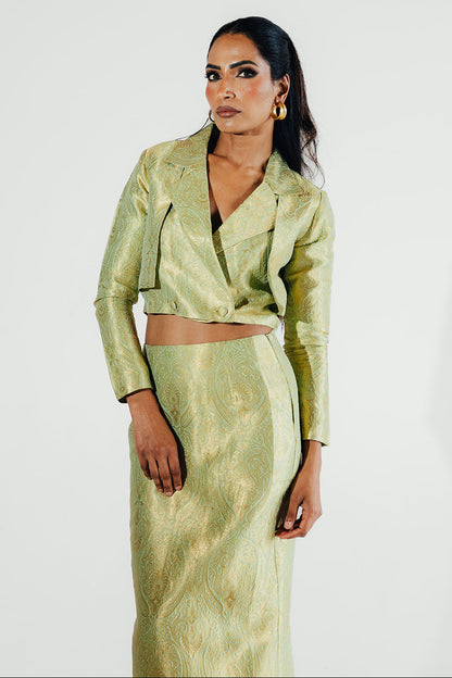 Nooré Midi Skirt Cropped Blazer Set - Pistachio