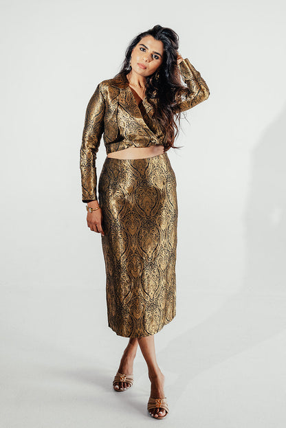 Nooré Midi Skirt Cropped Blazer Set - Midnight